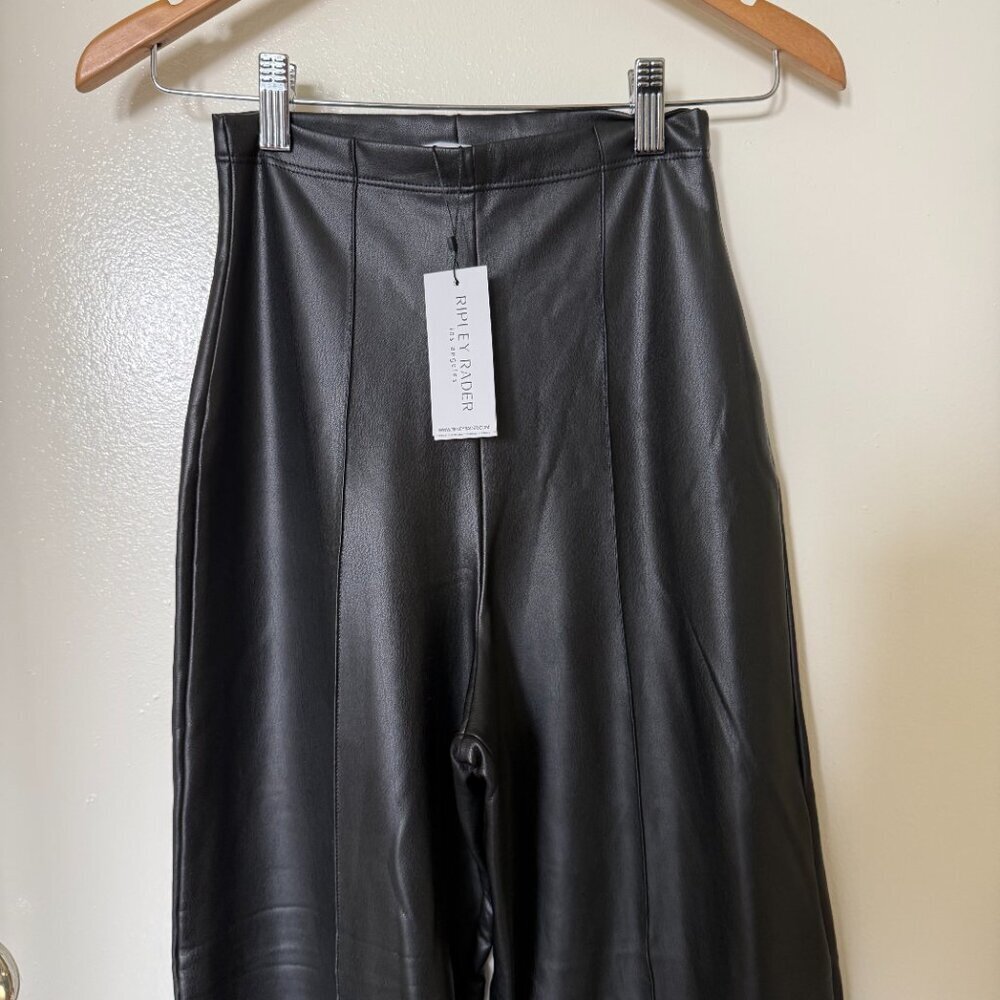 NWT Ripley Rader Black Vegan Leather Straight Leg Crop Pants 1 / XS​​ - Picture 3 of 6